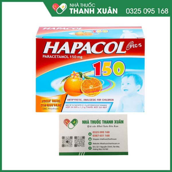 Bột sủi Hapacol 150 vị cam hạ sốt, giảm đau cho trẻ